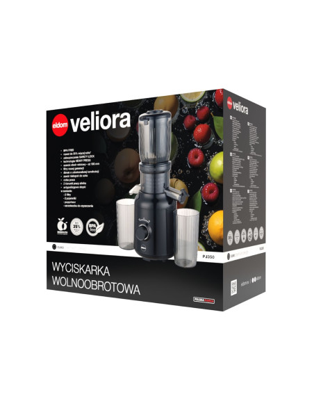 Eldom Wyciskarka Wolnoobrotowa Pj350 250 W Czarna Dwa Filtry Nowej Generacji Heavy Press