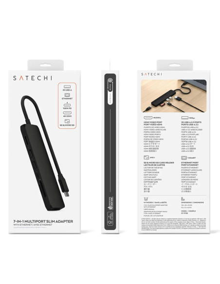 Satechi St-P7Sk Huby I Koncentratory Usb Type-C 10000 Mbit/S Czarny