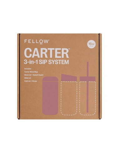 Kubek Termiczny 473 Ml Carter Move Mug 3W1 +3 Nakrętki Fellow Pudrowy Różowy