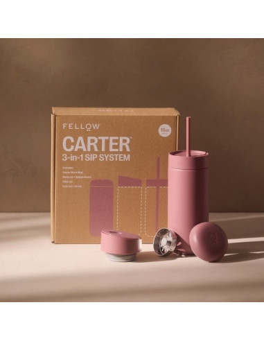 Kubek Termiczny 473 Ml Carter Move Mug 3W1 +3 Nakrętki Fellow Pudrowy Różowy