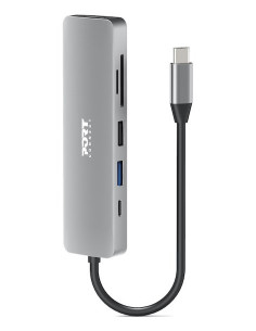 Port Designs 900162 Huby I Koncentratory Usb Type-C Srebrny