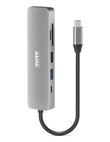 Port Designs 900162 Huby I Koncentratory Usb Type-C Srebrny