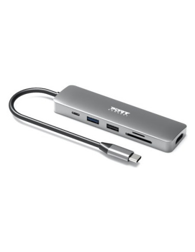 Port Designs 900162 Huby I Koncentratory Usb Type-C Srebrny