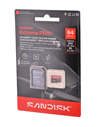 Sandisk Extreme Pro Microsd Uhs-I 64Gb Microsd 200Mb/S(R) / 90Mb/S(W)