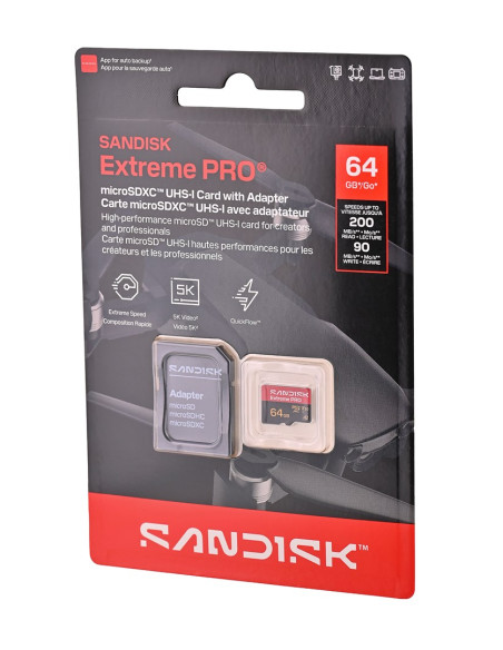 Sandisk Extreme Pro Microsd Uhs-I 64Gb Microsd 200Mb/S(R) / 90Mb/S(W)