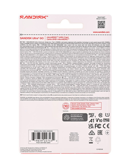 Sandisk Ultra Go Microsd Uhs-I 128Gb Microsd 190Mb/S(R)