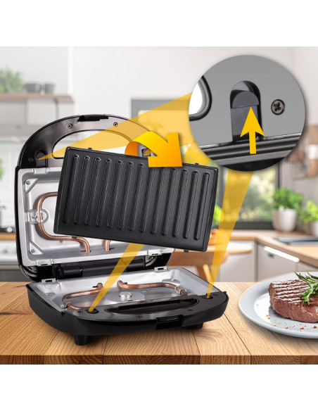 Eldom Opiekacz Wielofunkcyjny 5 In 1 St250 850W Wymienne Płyty: Sandwich, Grill, Gofry, Orzeszki, Mini Pączki