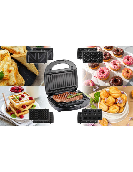 Eldom Opiekacz Wielofunkcyjny 5 In 1 St250 850W Wymienne Płyty: Sandwich, Grill, Gofry, Orzeszki, Mini Pączki