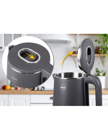 Eldom Czajnik Bezprzewodowy C515S Orra 1,8L 2000W, Szary, 5 Programów 45,55,70,85,100°C, Podtrzymywanie Temperatury