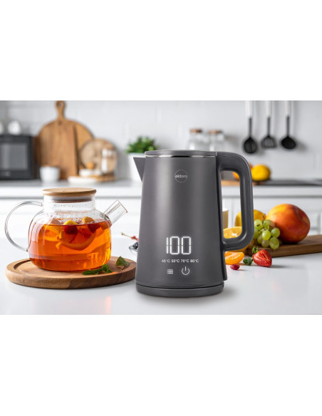 Eldom Czajnik Bezprzewodowy C515S Orra 1,8L 2000W, Szary, 5 Programów 45,55,70,85,100°C, Podtrzymywanie Temperatury