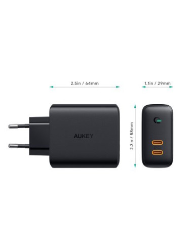 Aukey Pa-D2 Ładowarka Sieciowa 36W 2Xusb-C Pd