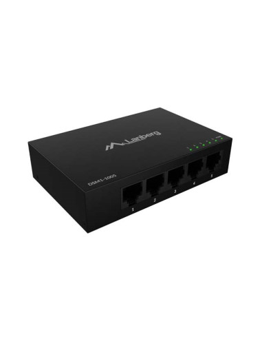 Lanberg Switch Dsm1-1005 5X1Gb/S Niezarządzalny Gigabit Ethernet Desktop 12V (Obudowa Metalowa)