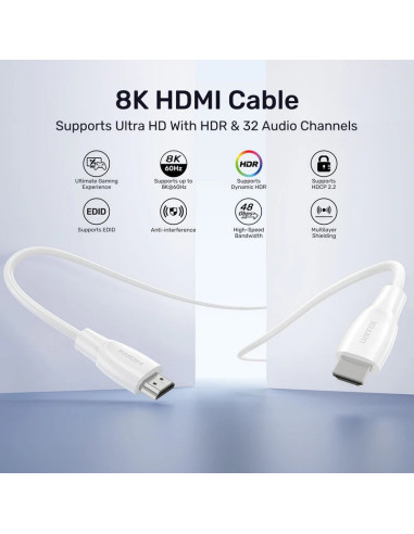Unitek Kabel Hdmi 2.1 8K Hdr Biały 1,5M