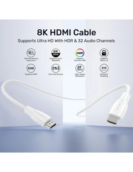 Unitek Kabel Hdmi 2.1 8K Hdr Biały 1,5M