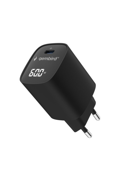 Gembird 1-Portowa Szybka Ładowarka Sieciowa (Pd) Usb Typ - C, 60W, Lcd, Czarna