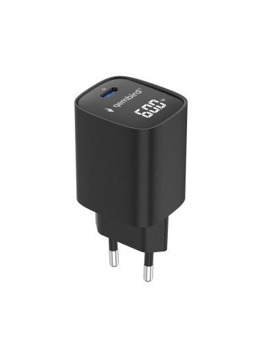 Gembird 1-Portowa Szybka Ładowarka Sieciowa (Pd) Usb Typ - C, 60W, Lcd, Czarna