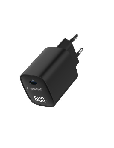 Gembird 1-Portowa Szybka Ładowarka Sieciowa (Pd) Usb Typ - C, 60W, Lcd, Czarna