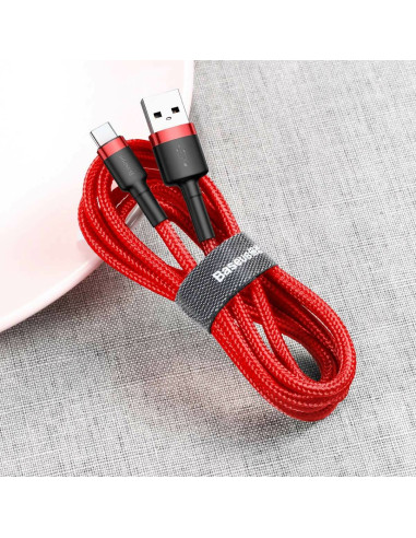 Kabel Baseus Cafule Catklf-B91 (Usb 2.0 - Usb Typu C   1M  Kolor Czarno-Czerwony)