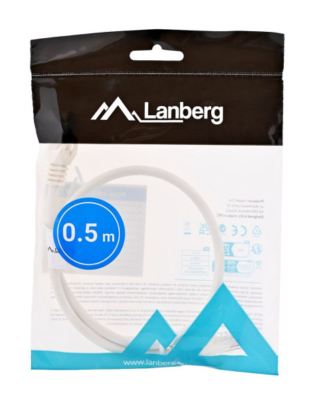Patchcord U/Utp Lanberg Pcu6-10Cc-0050-W (Rj45 - Rj45   0,50M  Utp  Kat. 6  Kolor Biały)