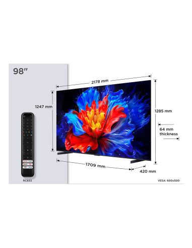 Telewizor Tcl 98P8K Neo Qled 98" 4K Ultra Hd 144Hz Google Tv Dolby Atmos Metaliczny