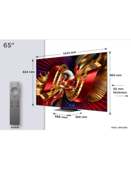 Tcl C8L 65C8L Telewizor 165,1 Cm (65") 4K Ultra Hd Smart Tv Wi-Fi Czarny 6000 Cd/M2