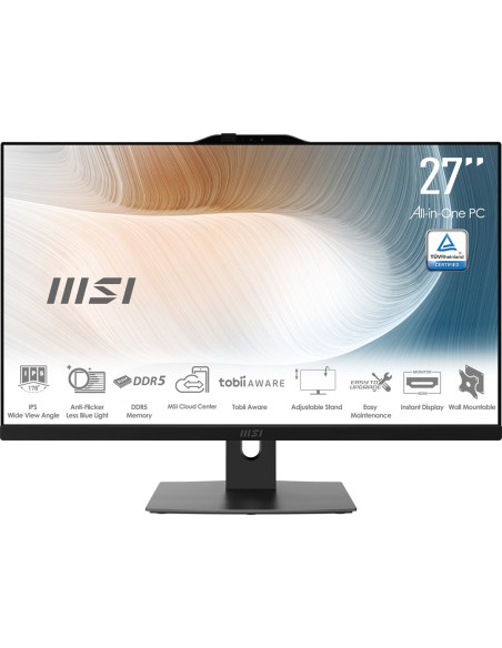 Msi Aio Modern Am272P 1M-855Eu Core5-120U 27" Ips Led Fhd Non-Touch Anti-Glare 16Gb Ssd512Gb M.2 Ax211 Wifi 6E Windows 11 Pro Bl