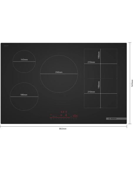 Płyta Indukcyjna Bosch Pvw81Chb1E Serie 6 80 Cm | Powerboost | Combizone | Timer | Czarny Mat | Bezramkowa