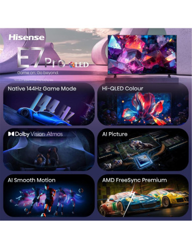 Hisense 65E7S Pro 165,1 Cm (65") 4K Ultra Hd Smart Tv Wi-Fi Czarny