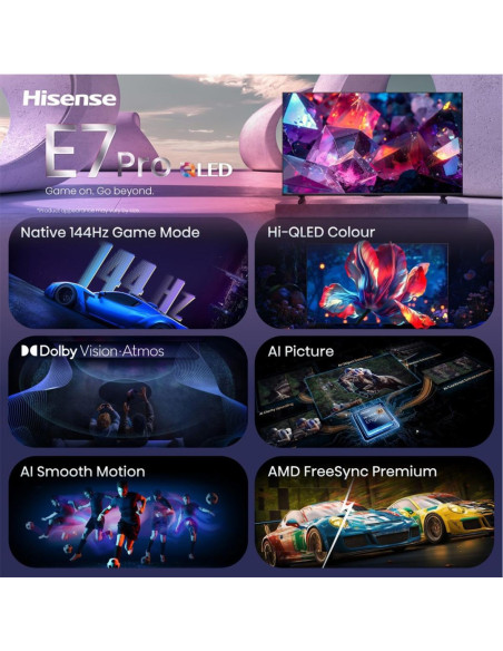 Hisense 65E7S Pro 165,1 Cm (65") 4K Ultra Hd Smart Tv Wi-Fi Czarny