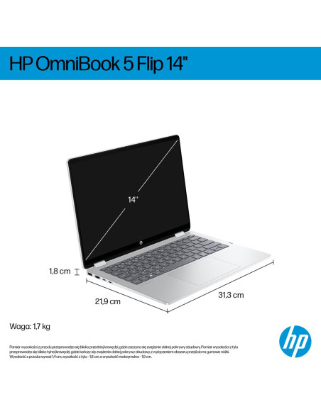 Hp Omnibook 5 Flip 14-Fp0216Nw Core 7 150U 14.0"2K Oled Touch 300Nits Lbl 16Gb Lpddr5 Ssd512 Intel Graphics Cam1080P 68Wh Win11 