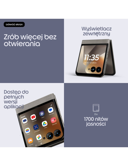 Motorola Razr 70 17,5 Cm (6.9") Dual Sim Android 16.0 5G Usb Type-C 8 Gb 256 Gb 4800 Mah Kolor Kamienia