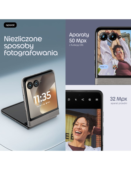 Motorola Razr 70 17,5 Cm (6.9") Dual Sim Android 16.0 5G Usb Type-C 8 Gb 256 Gb 4800 Mah Kolor Kamienia