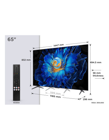 Telewizor Tcl 65C69Ks Qd-Mini Led 65" 4K Ultra Hd Google Tv Dolby Atmos Metaliczny