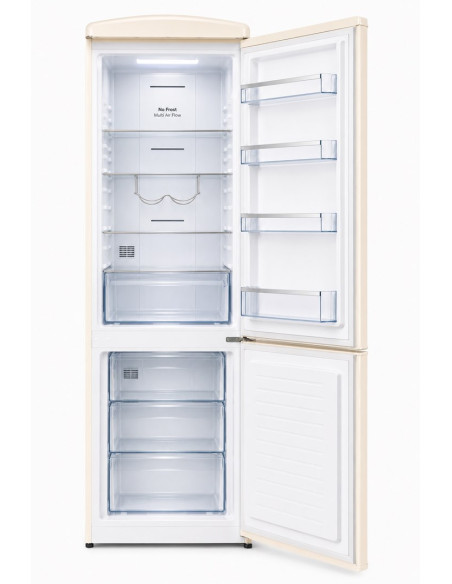 Lodówka Retro Ravanson Lkk-315Rc 597Mm X 707Mm X 1943 Mm | 315L | Total No Frost | Klasa E | Kremowy