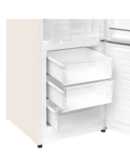 Lodówka Retro Ravanson Lkk-315Rc 597Mm X 707Mm X 1943 Mm | 315L | Total No Frost | Klasa E | Kremowy