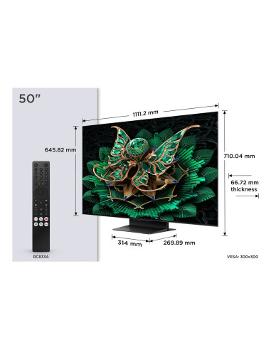 Telewizor Tcl 50C7K Qd-Mini Led 50" 4K Ultra Hd Google Tv Dolby Atmos Dvb-T2 Czarny