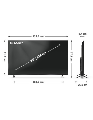 Sharp 55Hl4265E Telewizor 139,7 Cm (55") 4K Ultra Hd Smart Tv Wi-Fi Czarny
