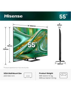 Telewizor Hisense 55E89S Qled 43" 4K Ultra Hd 144Hz Vidaa U9 Dolby Vision Szary 2