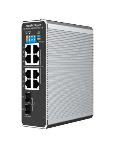 Ruijie Networks Rg-Nis2100 Zarządzany L2 Gigabit Ethernet (10/100/1000) Obsługa Poe Czarny, Stal Nierdzewna