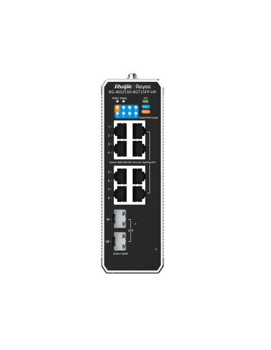 Ruijie Networks Rg-Nis2100 Zarządzany L2 Gigabit Ethernet (10/100/1000) Obsługa Poe Czarny, Stal Nierdzewna