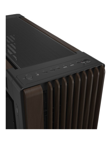 Asus Proart Pa602 Wood Edition Modern Black - Tempered Glass Panel Midi Tower Czarny, Drewno
