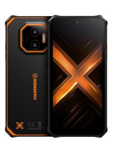 Hammer Energy X2 5G 6/128 Gb 15,5 Cm (6.1") Dual Sim Android 15 Usb Type-C 6 Gb 5000 Mah Czarny, Pomarańczowy