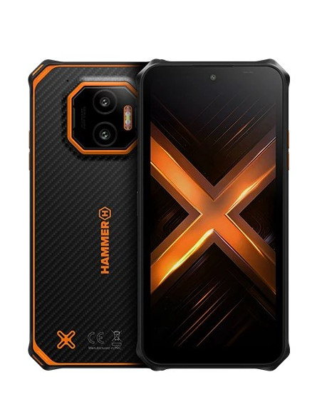 Hammer Energy X2 5G 6/128 Gb 15,5 Cm (6.1") Dual Sim Android 15 Usb Type-C 6 Gb 5000 Mah Czarny, Pomarańczowy