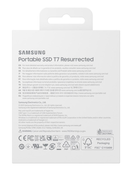 Dysk Zewnętrzny Ssd Samsung T7 Resurrected 2Tb Srebrny