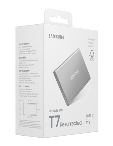 Dysk Zewnętrzny Ssd Samsung T7 Resurrected 2Tb Srebrny