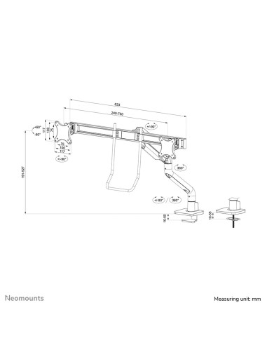 Neomounts Ds75S-950Wh2 Uchwyt / Stojak Do Monitorów 81,3 Cm (32") Biurko Biały