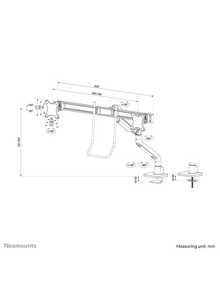 Neomounts Ds75S-950Wh2 Uchwyt / Stojak Do Monitorów 81,3 Cm (32") Biurko Biały