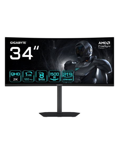Gigabyte Gs34Wqca Monitor Komputerowy 86,4 Cm (34") 3440 X 1440 Px Wide Quad Hd Lcd Czarny