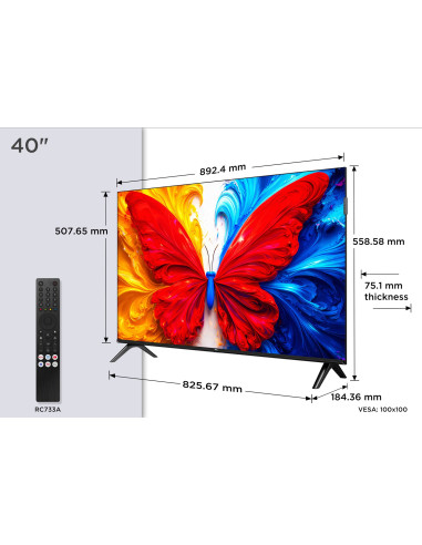 Telewizor Tcl 40S5L Qled 40" Full Hd Android Tv Dolby Digital Dvb-T2 Czarny