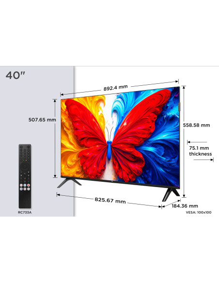 Telewizor Tcl 40S5L Qled 40" Full Hd Android Tv Dolby Digital Dvb-T2 Czarny